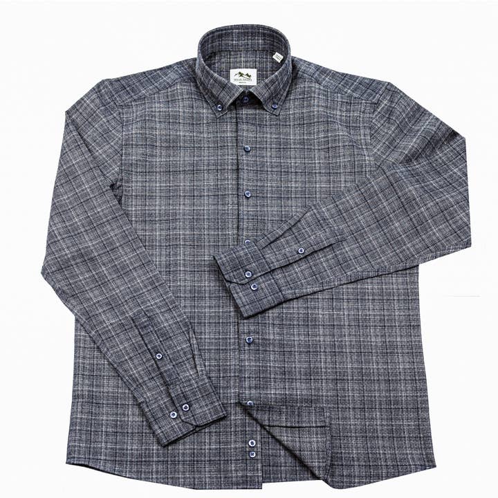 Wear Sierra - Wholesale Button Down Shirt - Men's - Men's Turkish Long Sleeve Button Down Shirt in Dark Gray1