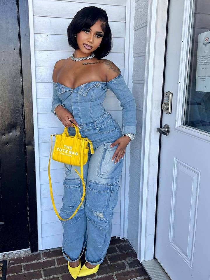 Aria Romance - Wholesale Jumpsuit - Women's - Asymmetric Denim Cardigan Set6