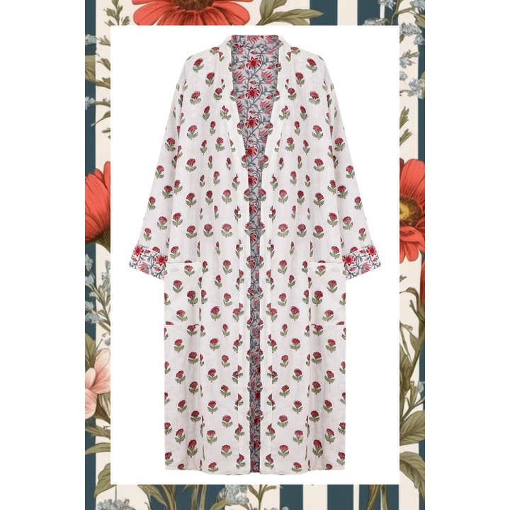 REVERSIBLE ROBE IN SHADES OF PINK AND WHITE for wholesale by Iturrienea