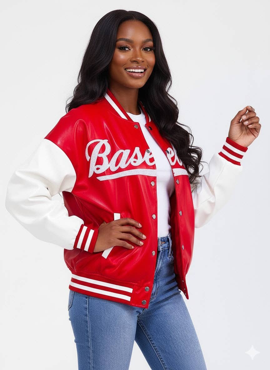 5besties inc - Wholesale Varsity/Baseball Jacket - Women's - PU PLEATHER VARSITY JACKET5