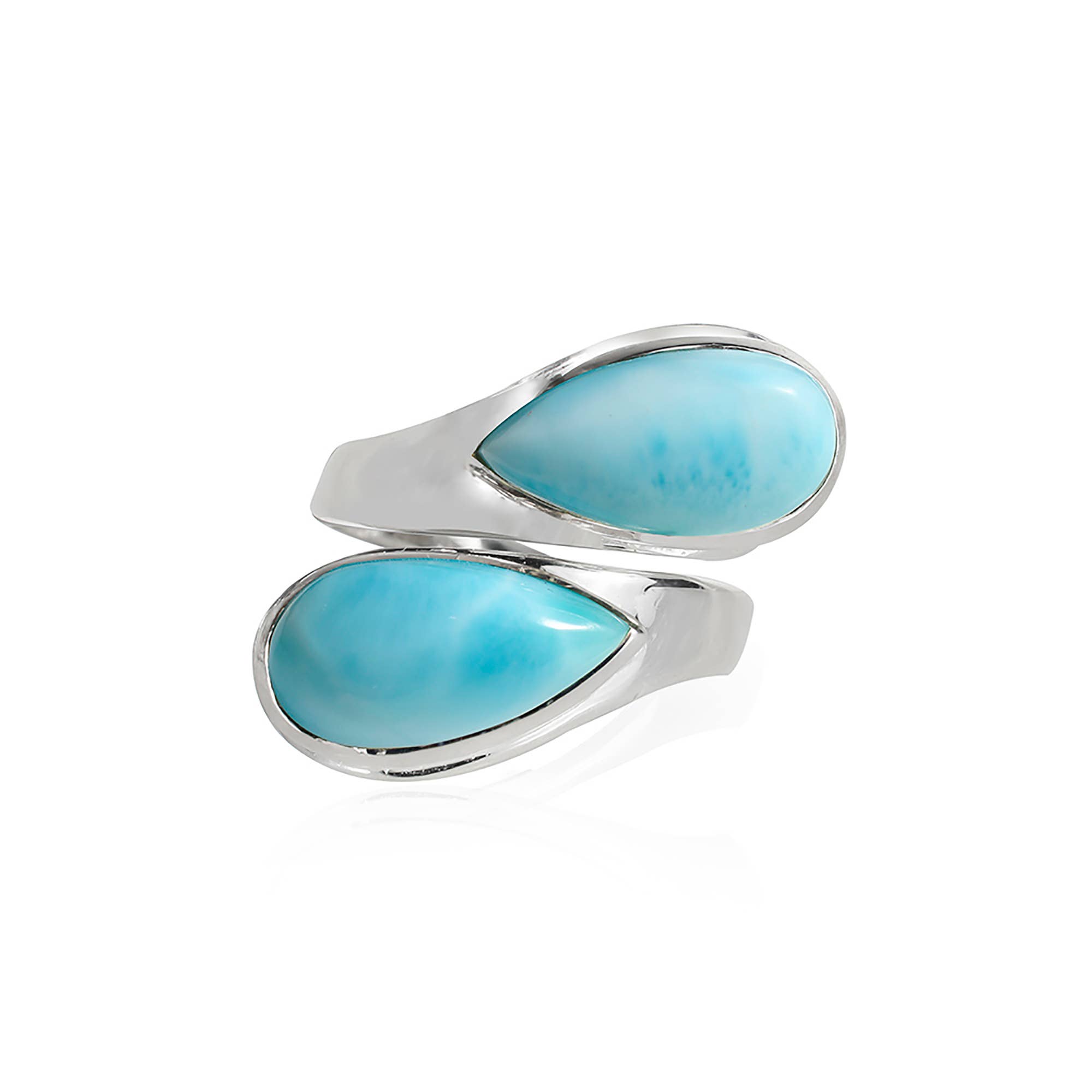 Tiramisu - Vendita all'ingrosso Anelli di fidanzamento - Anello regolabile in argento sterling 925 con larimar naturale a forma di pera3