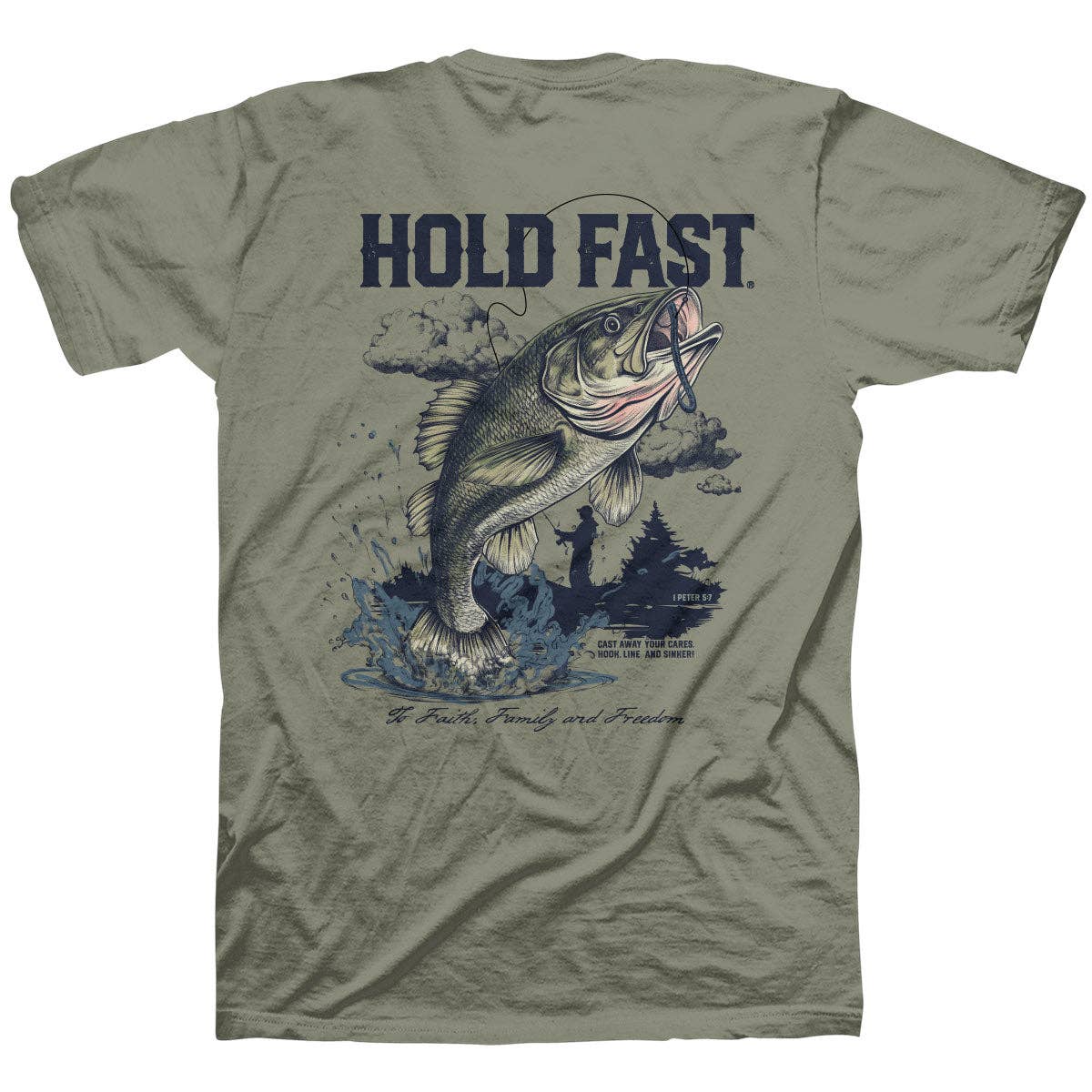Sage HOLD FAST Mens T-Shirt Fishing for wholesale on Faire1