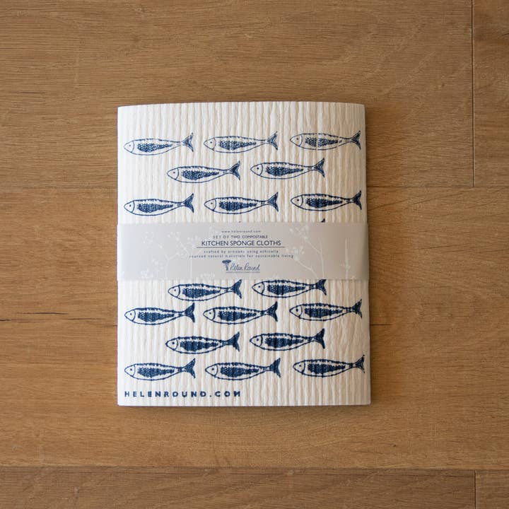 Helen Round - hand printed linen and bamboo wellness - Wholesale Dishcloth - Kitchen Cloths, Set Of 2 Household Sponges, Swedish Cloths14