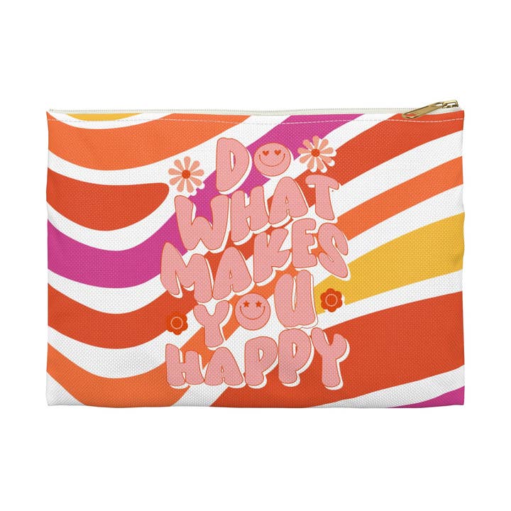 Retro Happy Canvas lynlås taske for engroshandel hos Pugs In Mugs Creations