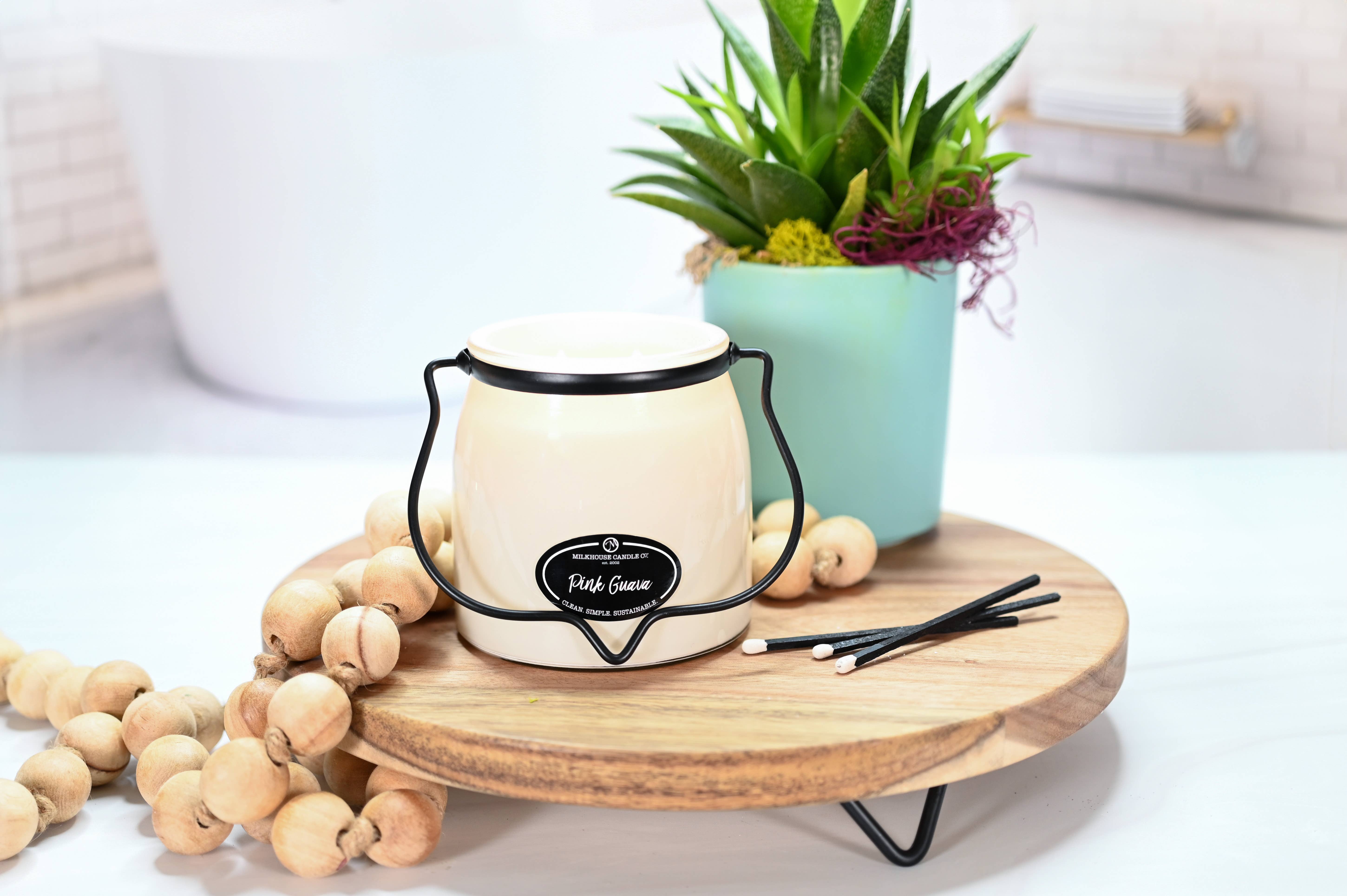 Milkhouse Candle Company - Wholesale Jar/Filled Candle - 16 oz Butter Jar Candle: Pink Guava1