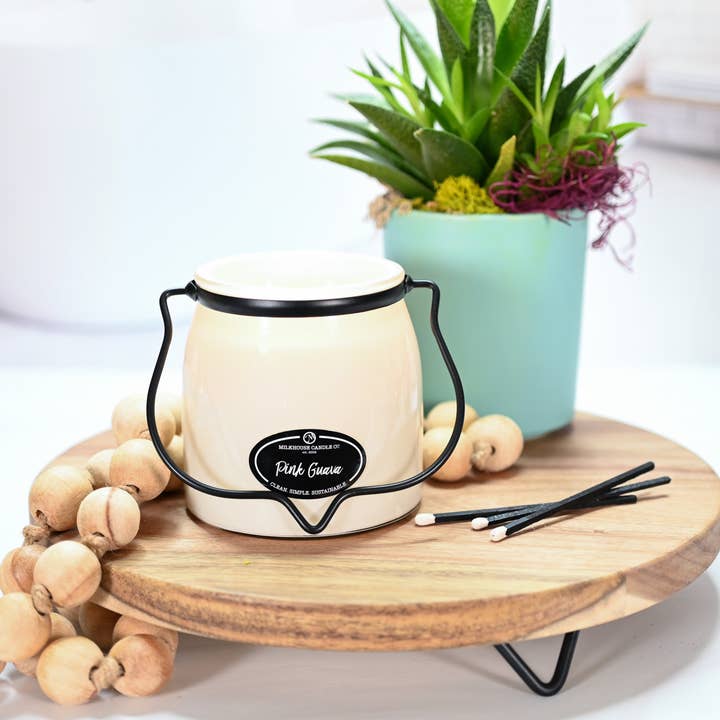 Milkhouse Candle Company - Wholesale Jar/Filled Candle - 16 oz Butter Jar Candle: Pink Guava1
