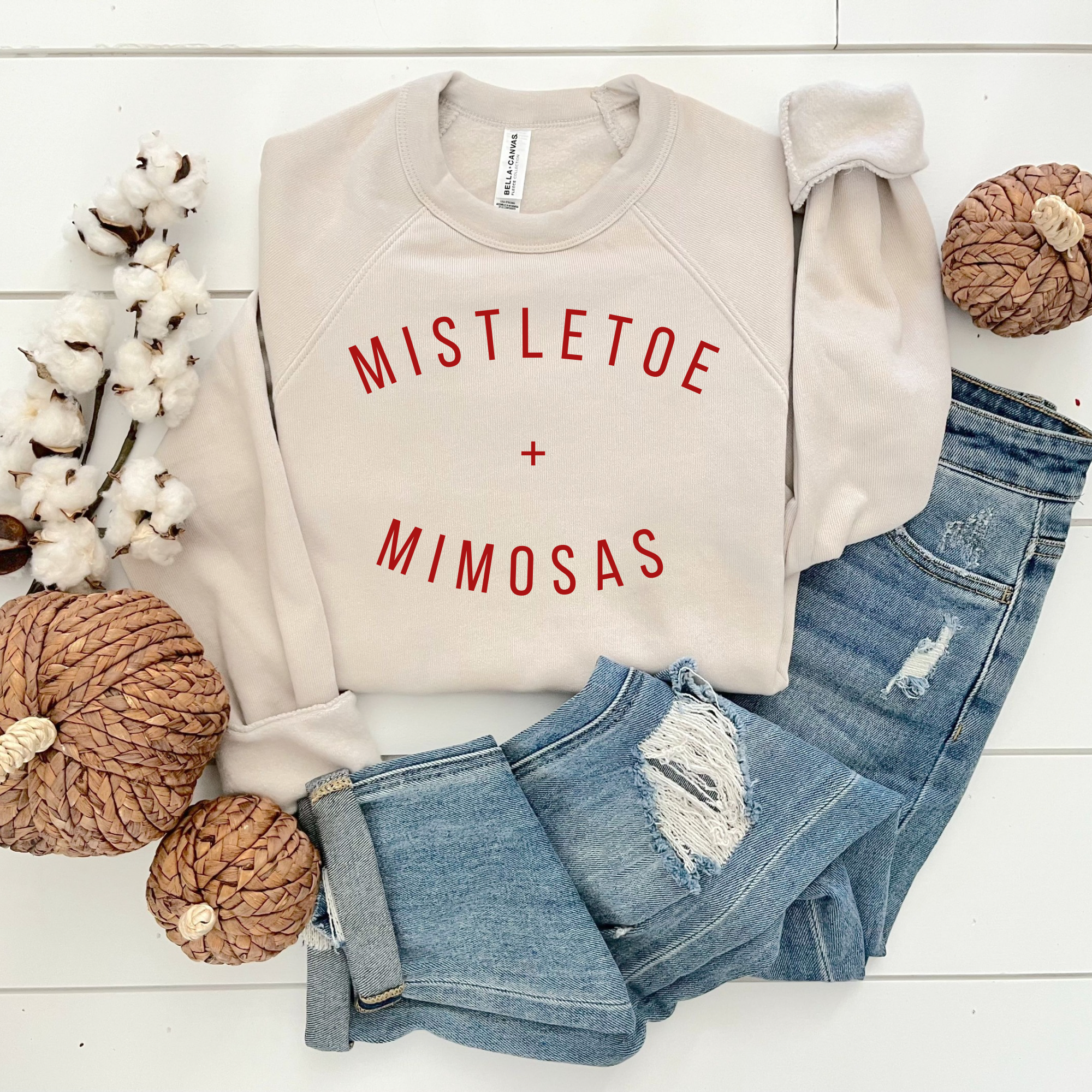 Swain Co. - Wholesale Graphic Sweatshirt - Women's - Mistletoe and Mimosas Crewneck Sweatshirt | Bella + Canvas Super Soft Holiday Sweater | Christmas Party Outfit | Cozy Christmas Pullover0