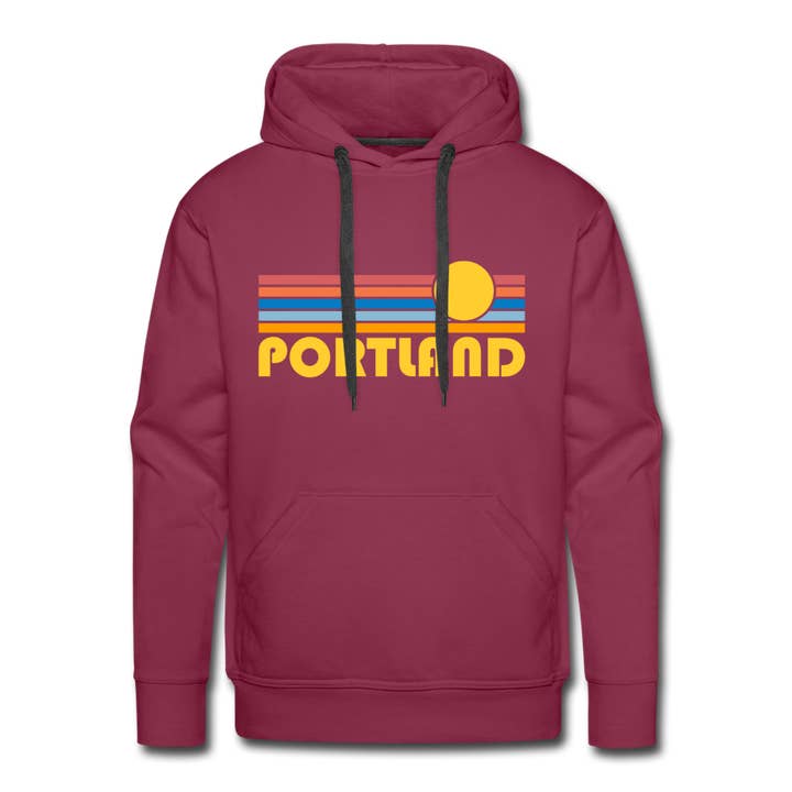 Hey Mountains - Wholesale Hoodie - Men's - Premium Portland, Oregon Hoodie - Retro Sun Portland