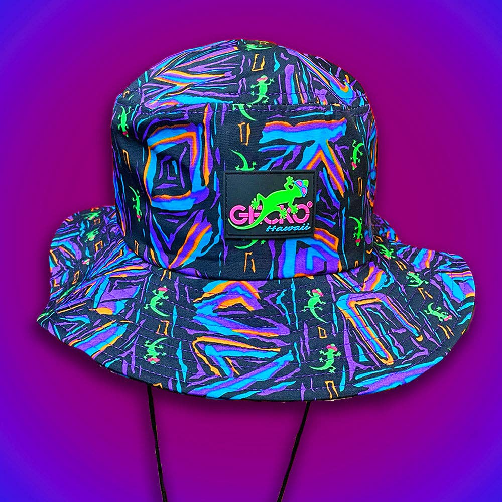 Gecko Hawaii - Wholesale Bucket Hat - Unisex - Gecko Purple Multi Stripe Boonie1