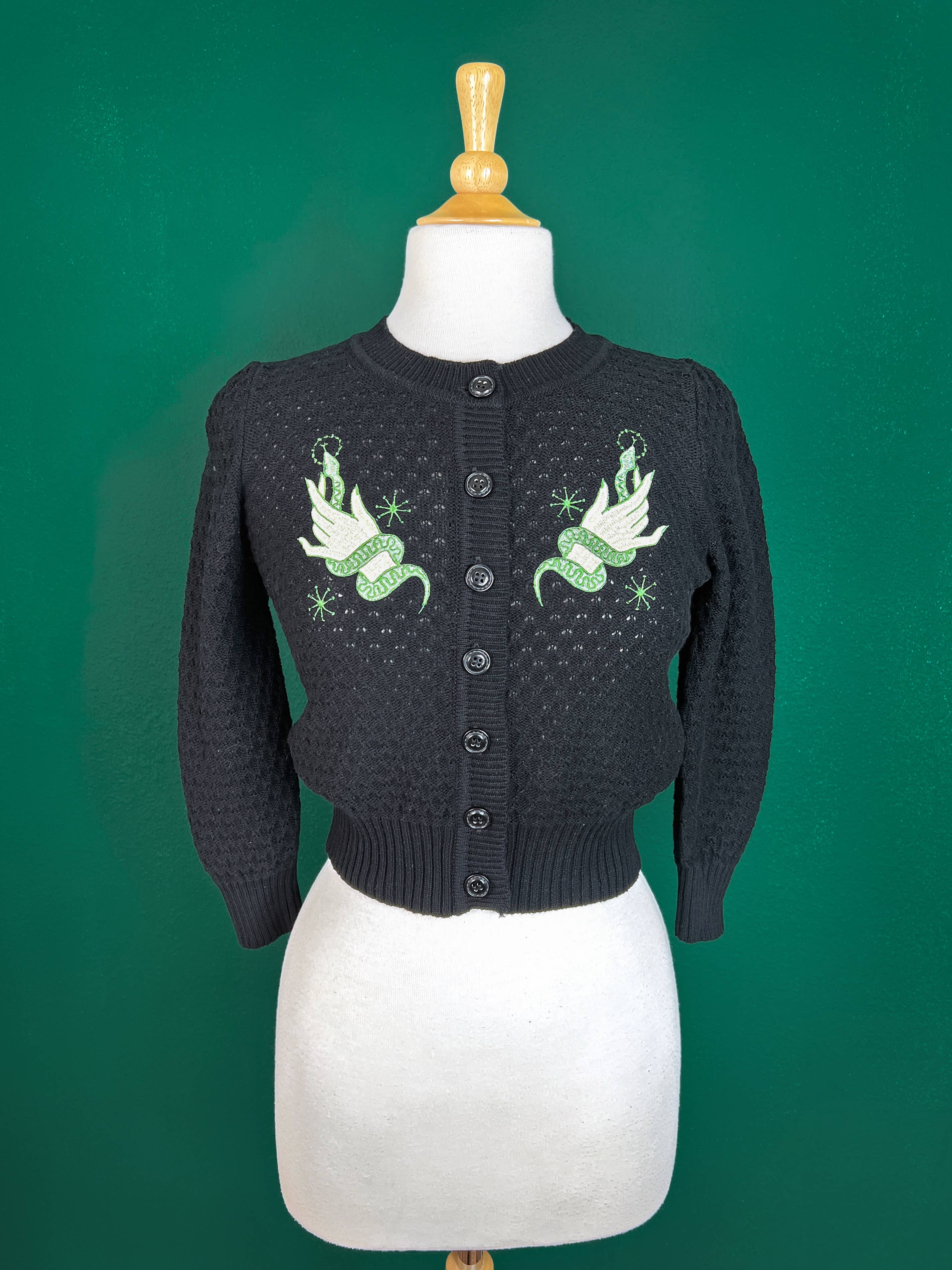 Mischief Made - Wholesale Cardigan - Women's - Snake Wrangler Plus size Cropped Cardigan in Black 4