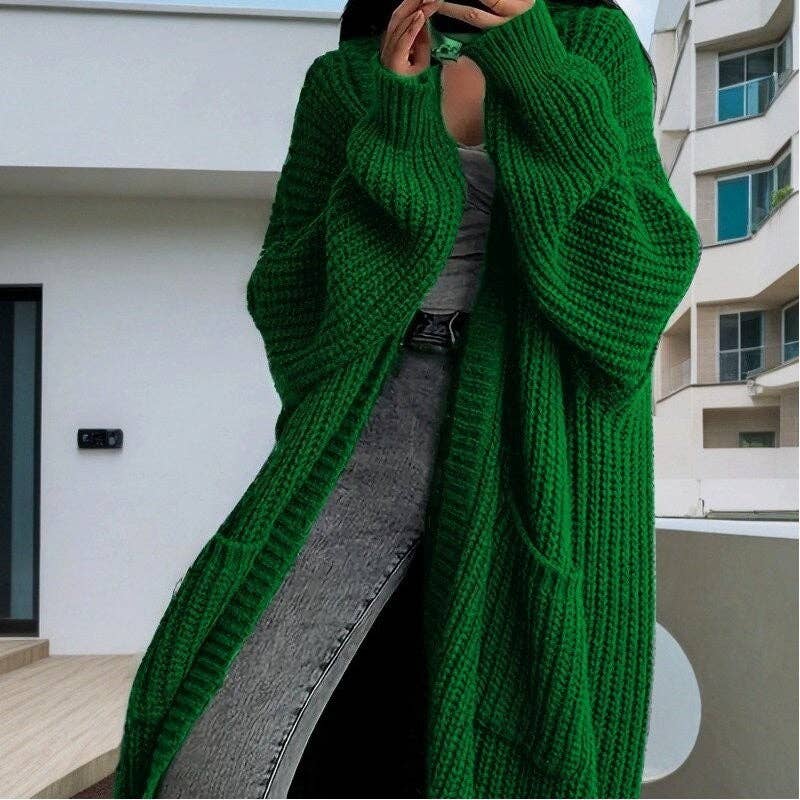 FurDecoration - Wholesale Cardigan - Dames - Halflange effen kleur losse cardigan jas9