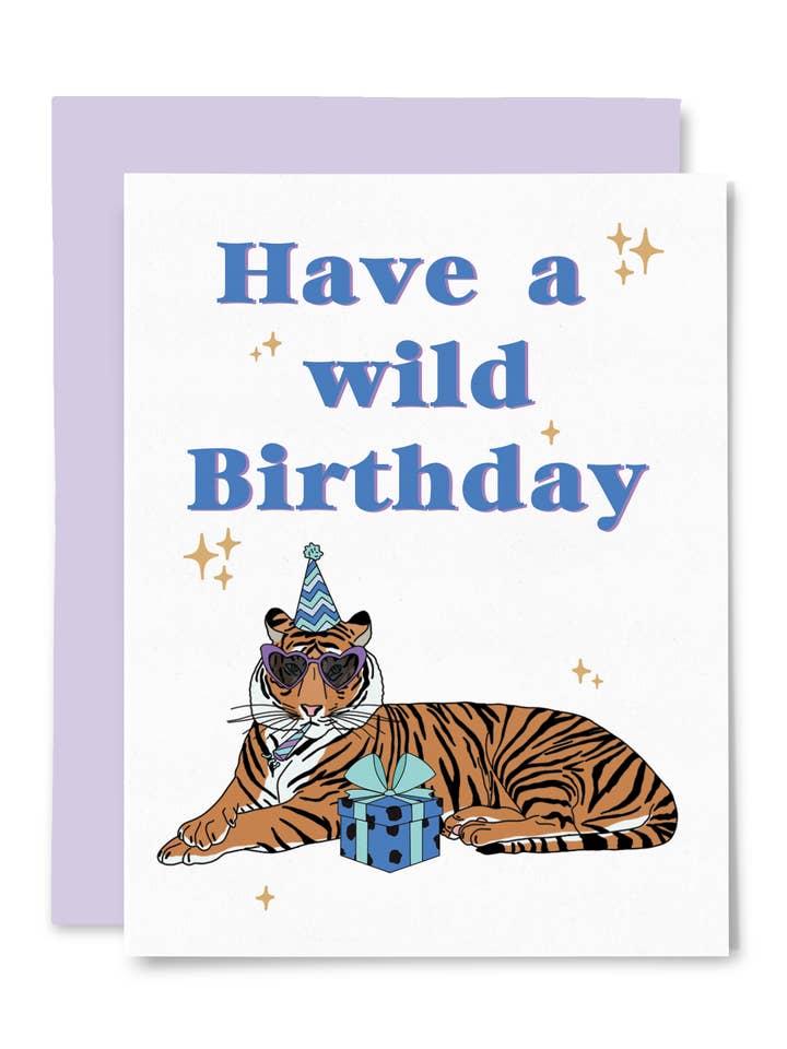 Carte d'anniversaire Tigre pour la vente par Illustrating Amy