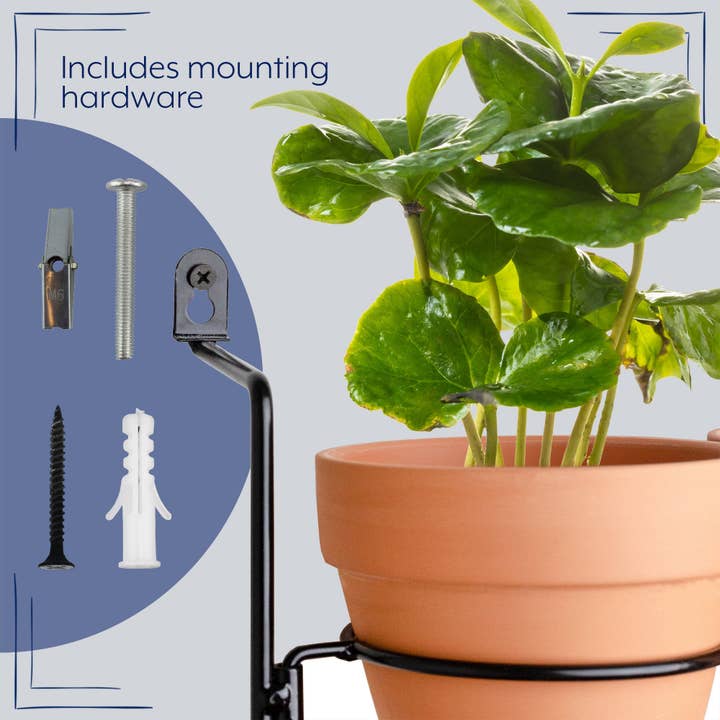 Kurated Korner - Wholesale Wall planter - AuldHome Design Mini Clay Pot Hanging Rack 4