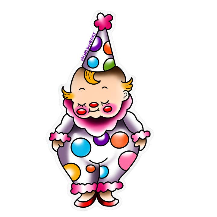 Baby Clown Sticker for wholesale by Grlpwr Art