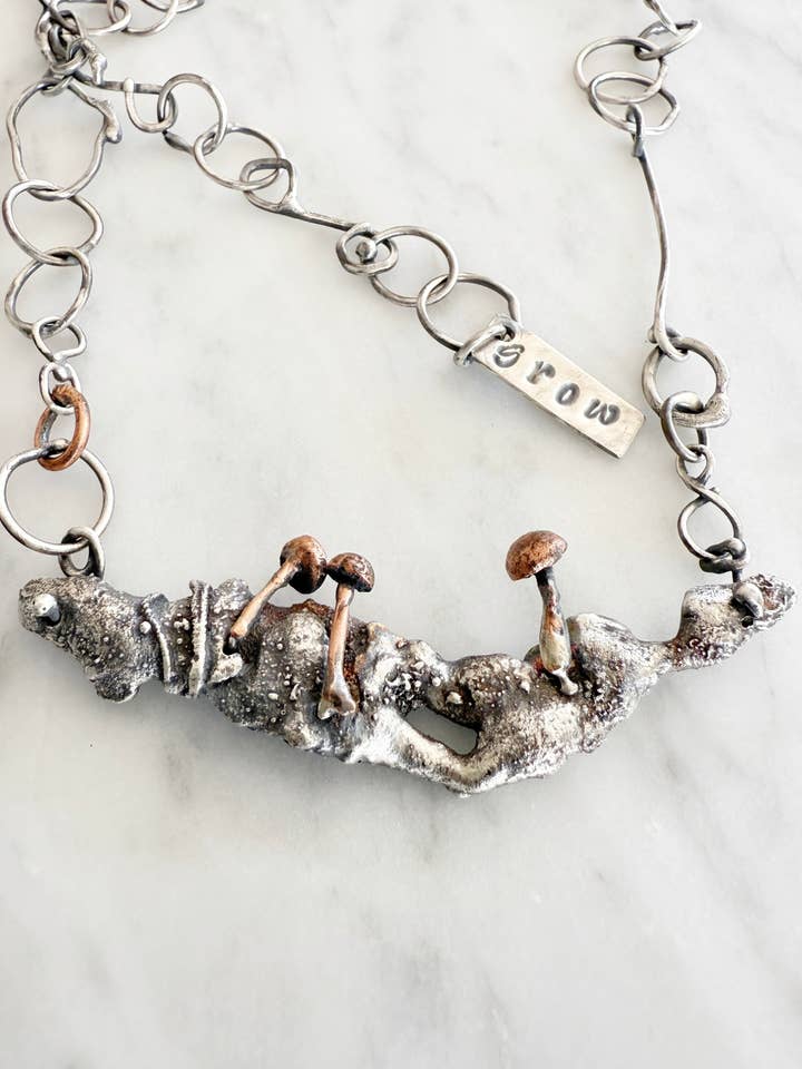 Mushroom "Grow" Necklace for wholesale by Silver Coast Designs