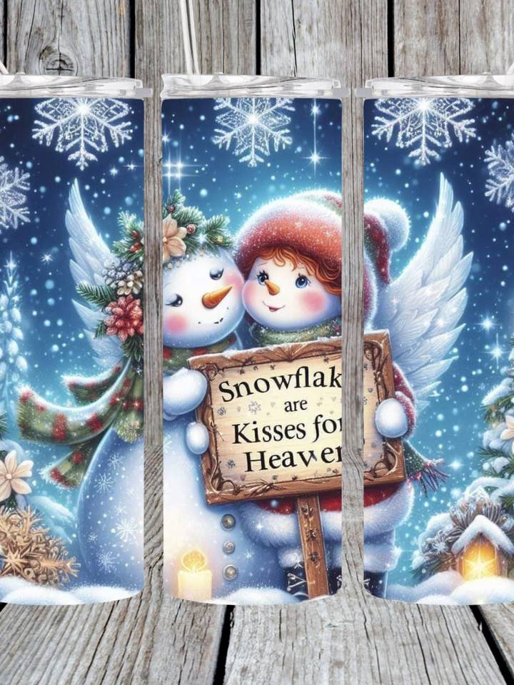 Snowflakes are kisses from heaven tumbler for wholesale by Eclectic Wallflower Boutique