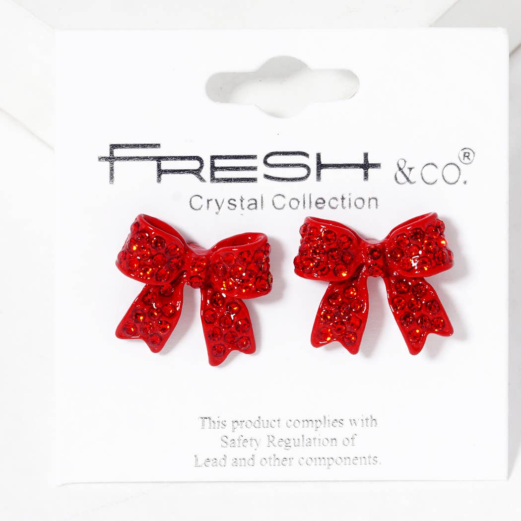 Fashion City - Wholesale Stud/Post Earrings - Rhinestone Bow Shape Post Earrings7