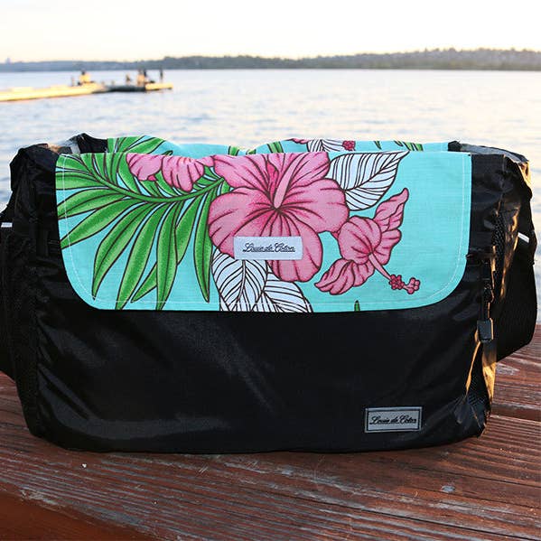Cooling Pooch Bag Liner - Aqua Hibiscus for wholesale by Louie de Coton