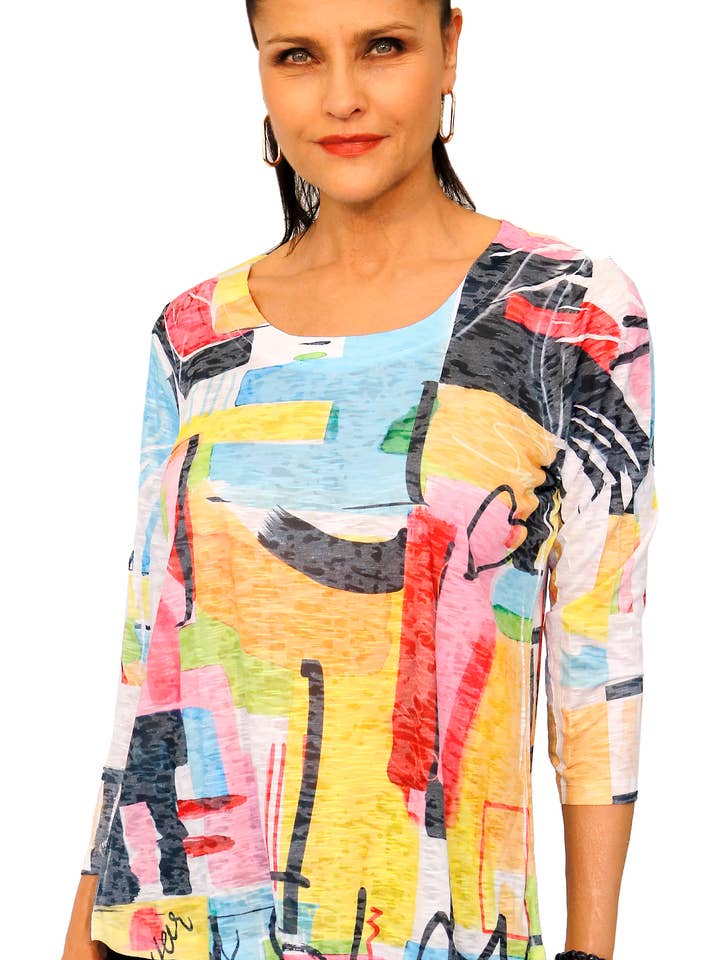 267P832 manches 3/4 avec encolure ronde pour la vente par Impulse California