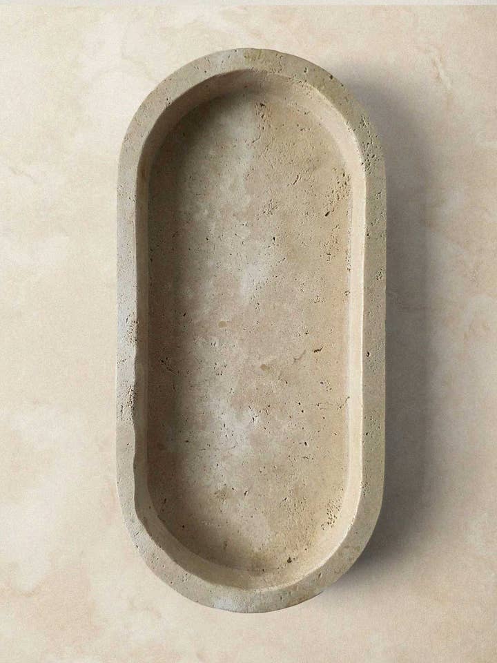 Plateau en travertin Faro pour la vente par Morfí Design