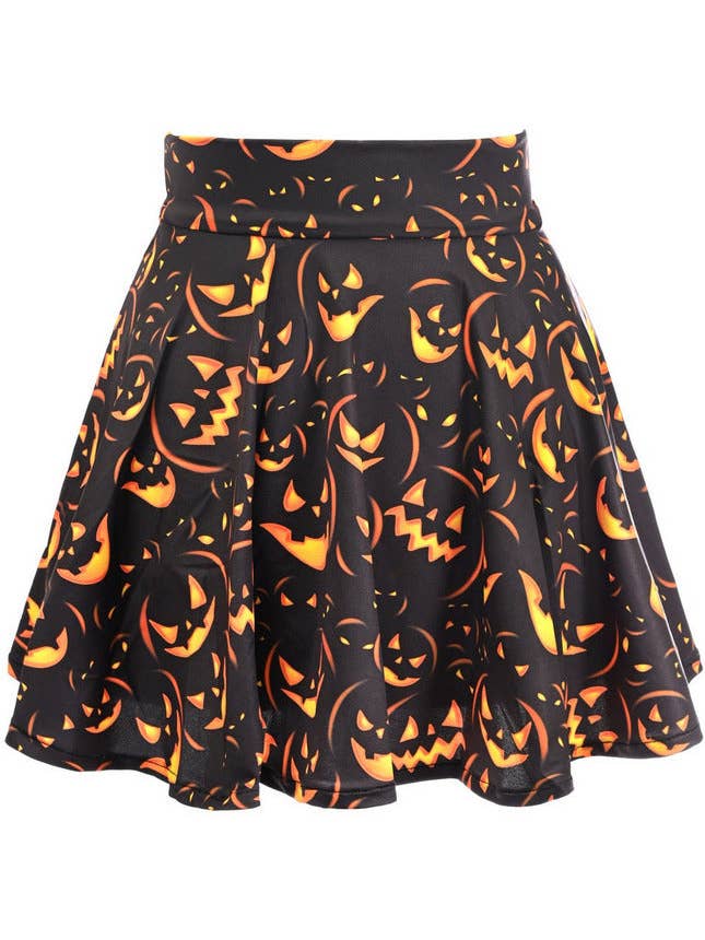 Daisy Corsets - Wholesale Skirt - Women's - Scary Pumpkin Print Stretch Lycra Skirt