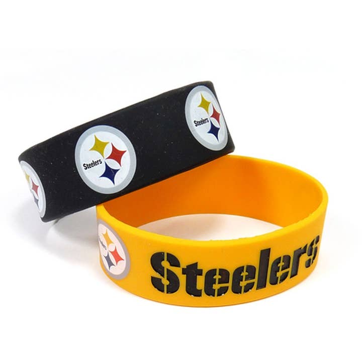 Aminco USA - Wholesale Wristband - NFL Pittsburgh Steelers Wide Bracelet, 2-Pack