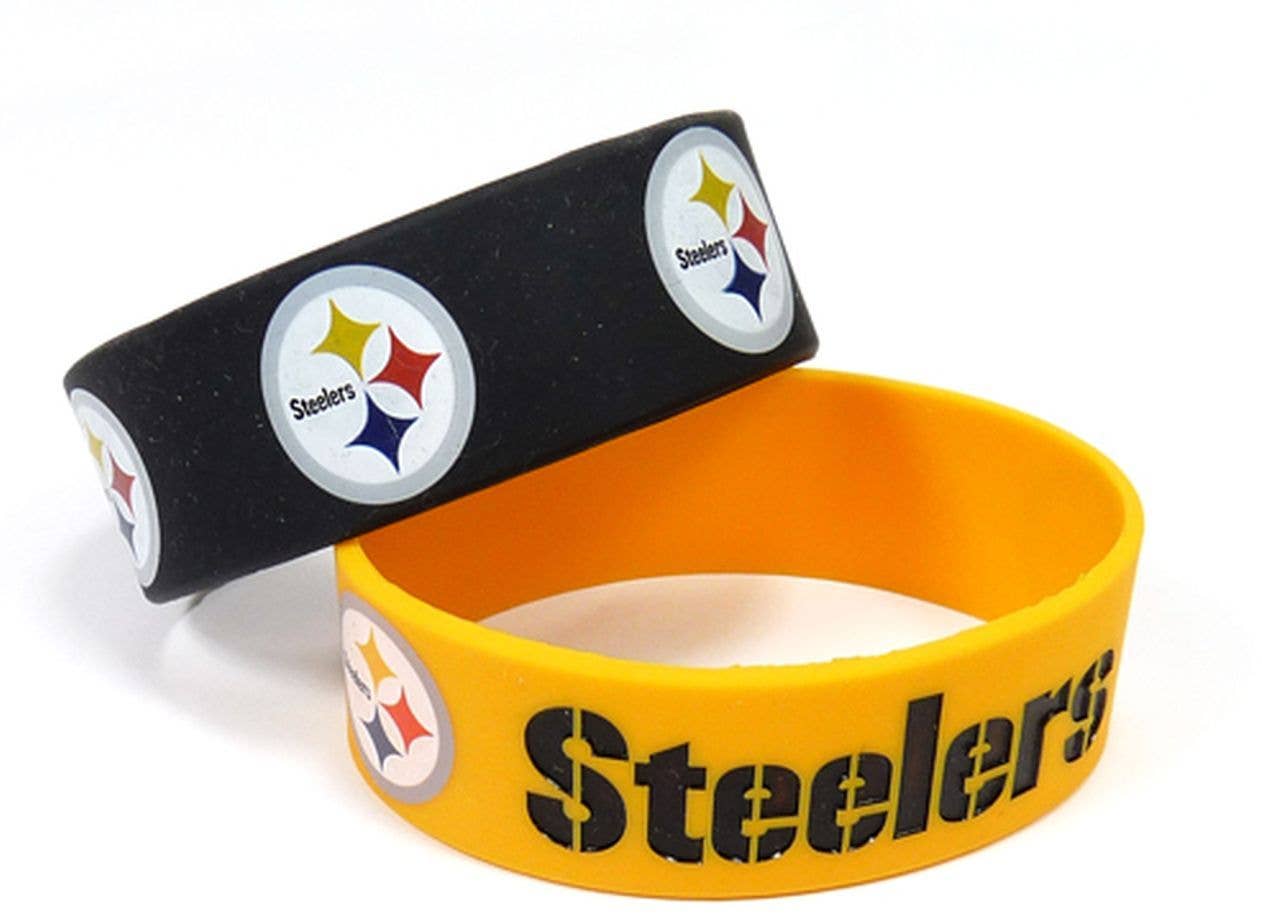Aminco USA - Wholesale Jewelry - Men's - NFL Pittsburgh Steelers Wide Bracelet, 2-Pack