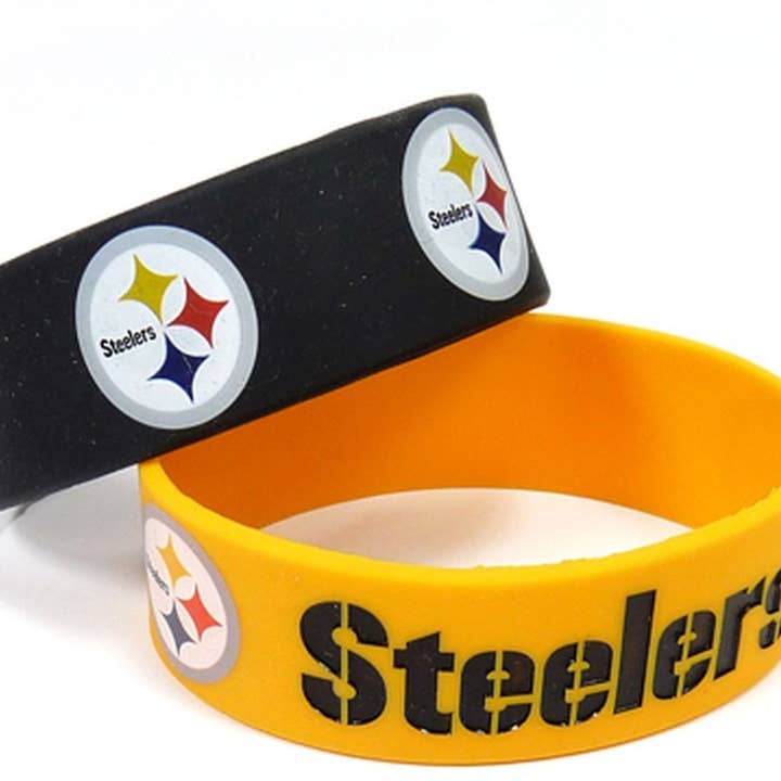 Aminco USA - Wholesale Jewelry - Men's - NFL Pittsburgh Steelers Wide Bracelet, 2-Pack0