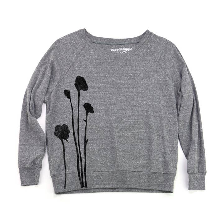 Supermaggie @ Faire - Wholesale Graphic Sweatshirt - Women's - Shadow Flowers Pia Tri Blend Pullover1
