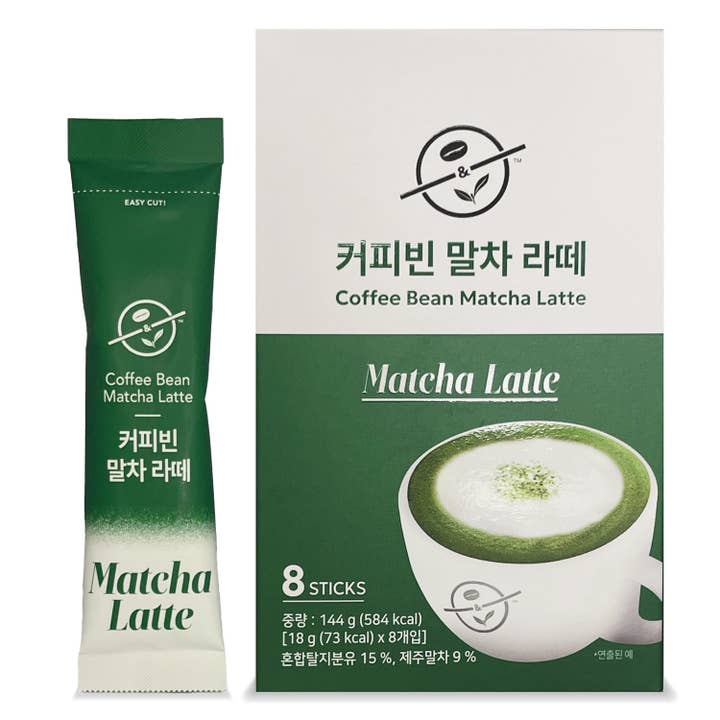 Koffieboon Matcha Latte Sticks, 8 portieverpakkingen – Gemaakt met Jeju Matcha voor een gladde, gebalanceerde groene thee latte – Geniet warm of koud. voor wholesale door Kproduct4u