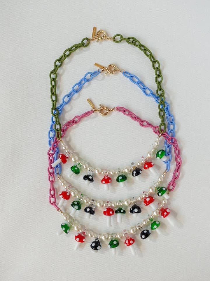 MUSHROOM GARDEN Necklace - Green for wholesale by ARGI DANELI