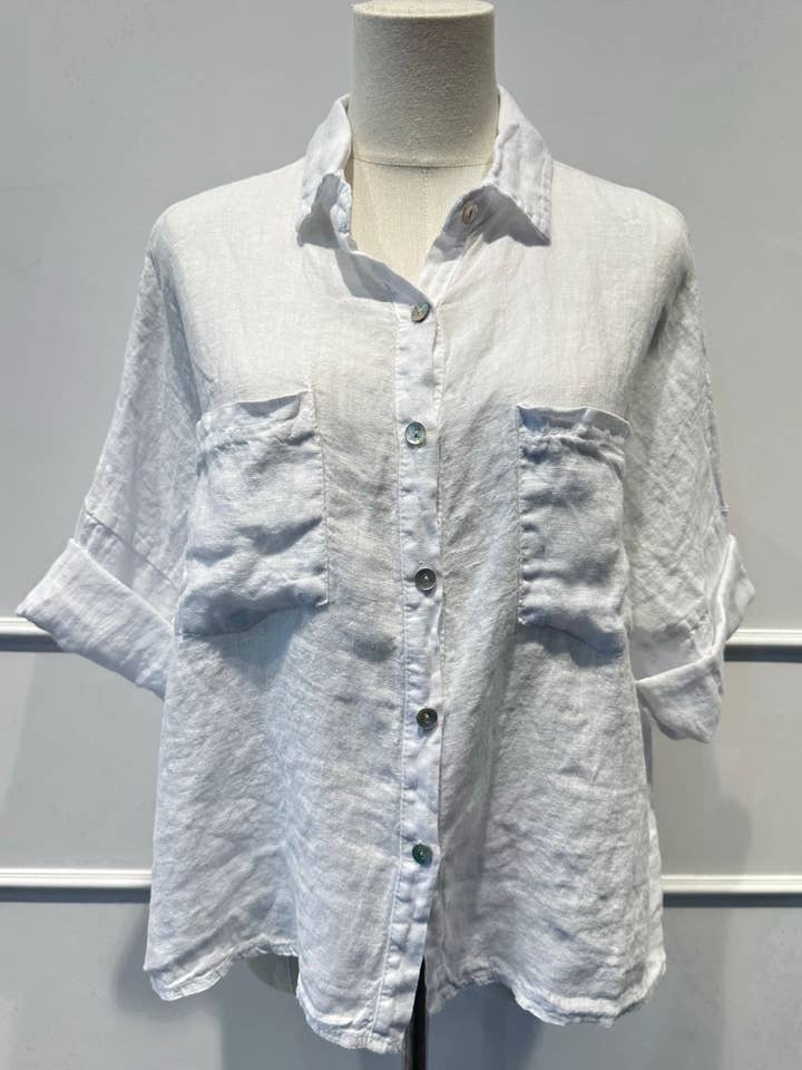 AMARIA - Wholesale Buttoned-down shirt – Women's - Loose shirt - 100% linen - 216371