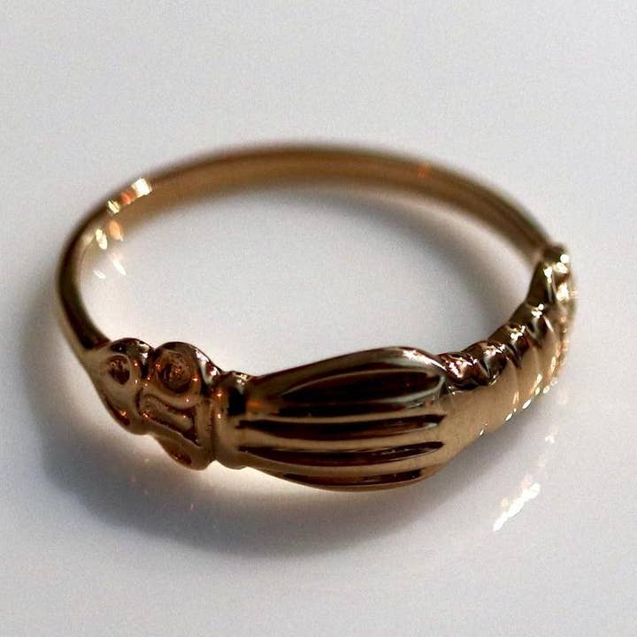 Renaissance Ring with Clasped Hands - Gold for wholesale by BoneNE, LLC