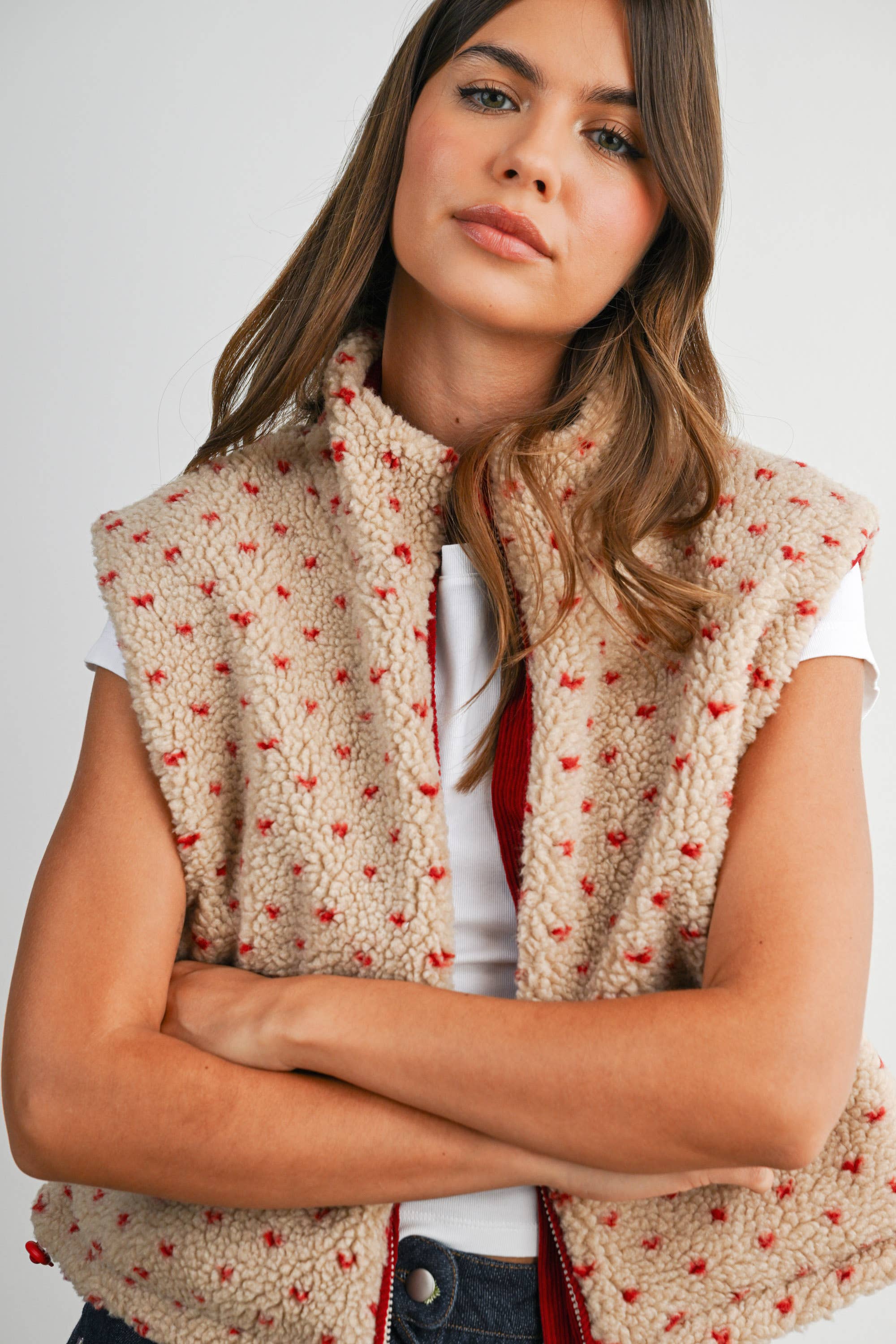 BUTTERMELON - Wholesale Jacket - Women's - Floral Fleece Sleeveless Vest - BMJ784947