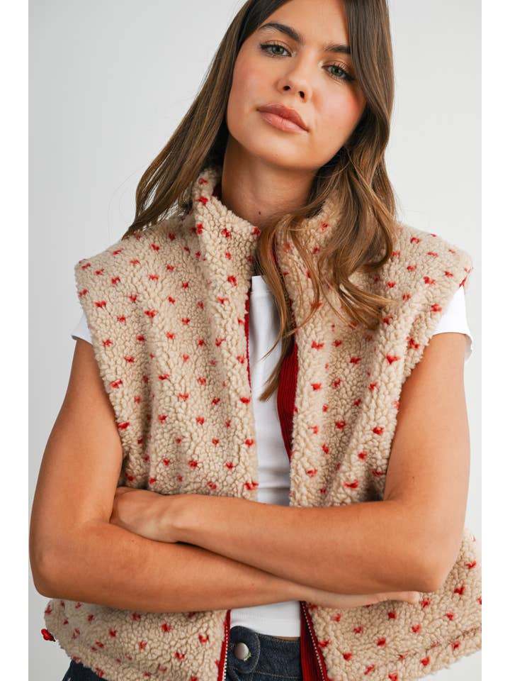 BUTTERMELON - Wholesale Jacket - Women's - Floral Fleece Sleeveless Vest - BMJ784947