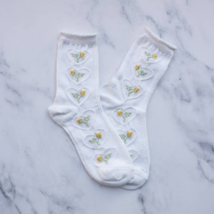 Tiepology - Wholesale Socks - Women's - Women's Vintage Rose & Heart Casual Socks