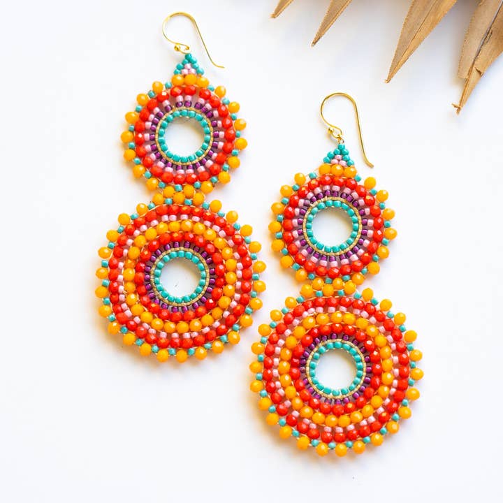 Bali Queen - Wholesale Dangle Earrings - Thai Crystal Double Circle Earrings4