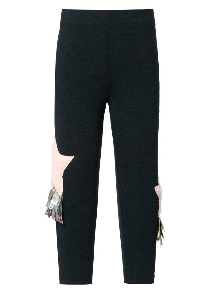 Leggings W/ Faux Fur Star Trims W/ Faux Leather Fringe for wholesale by Hannah Banana , Baby Sara