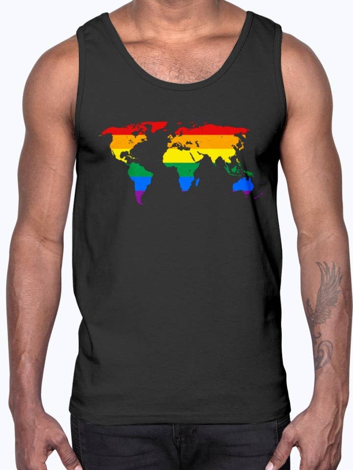 Rainbow World- Lgbtq - Katoenen tank voor wholesale door tshirt unlimited