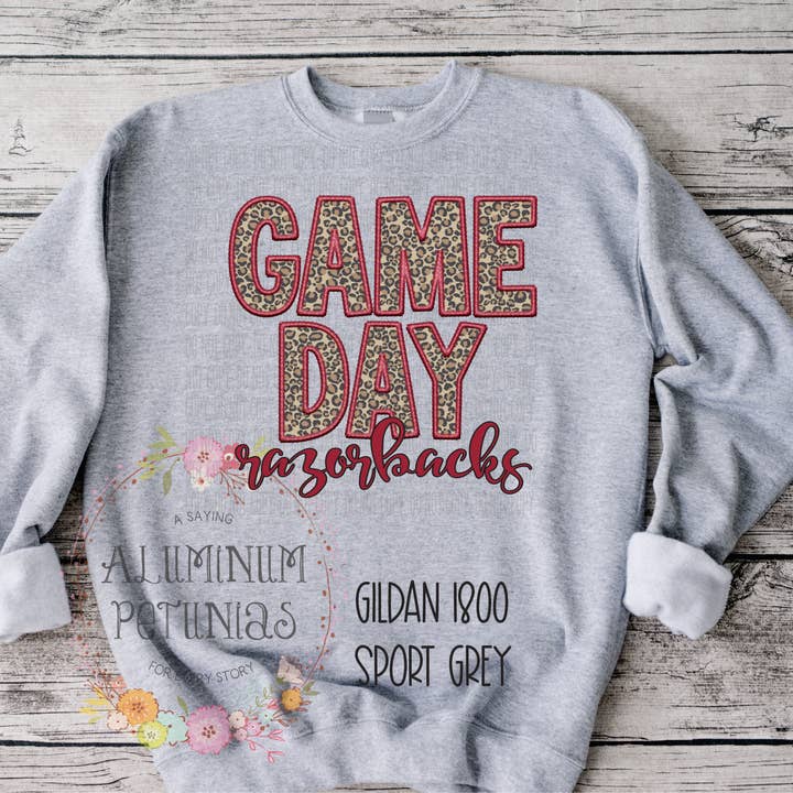 Aluminum Petunias - Wholesale Sweatshirt - Women's - Game Day Faux Embroidery Graphic Tee29