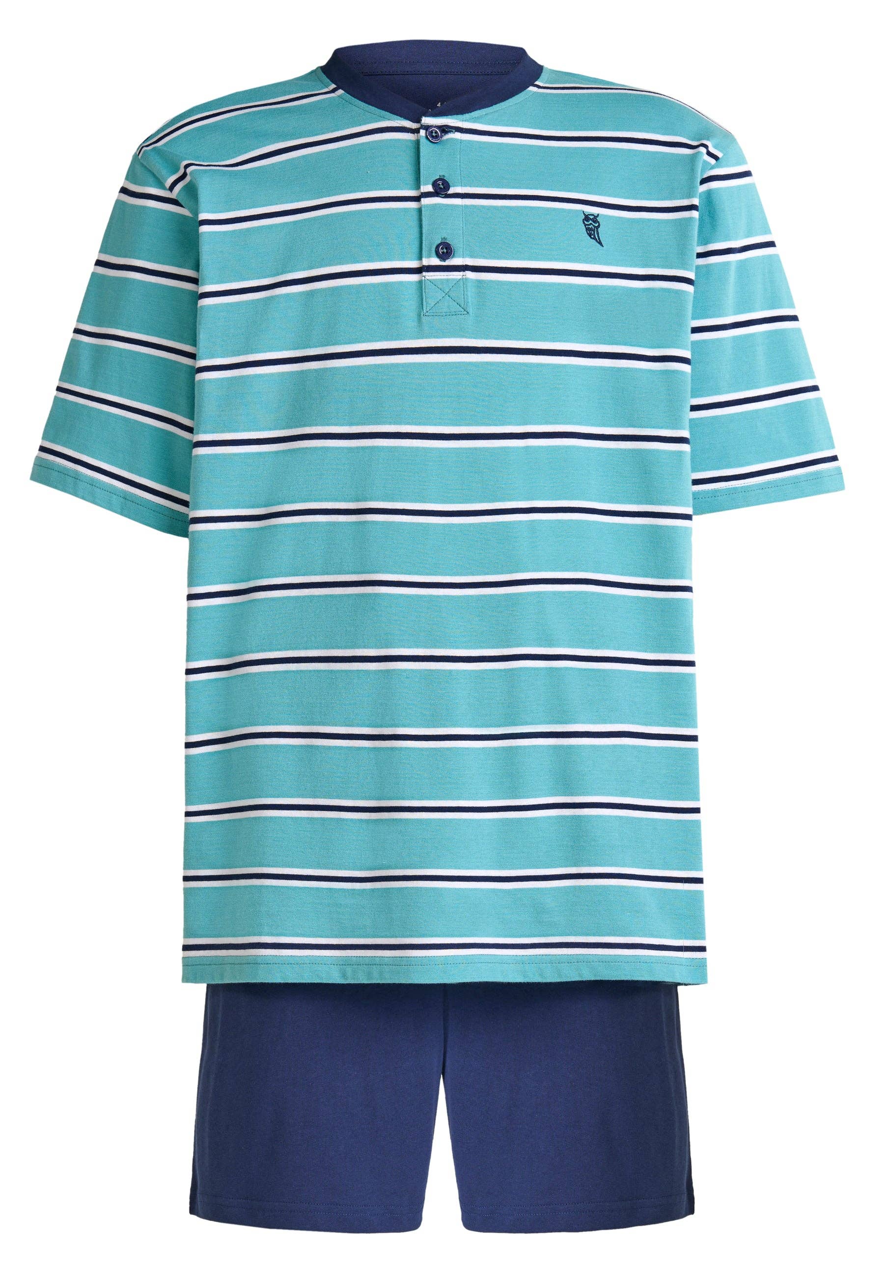 Blue Men's Summer Short Cotton Knit Pajamas - Green 3039 for wholesale on Faire