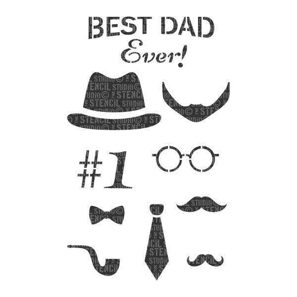 Fars dag/ Bedste far nogensinde stencil for engroshandel hos The Stencil Studio