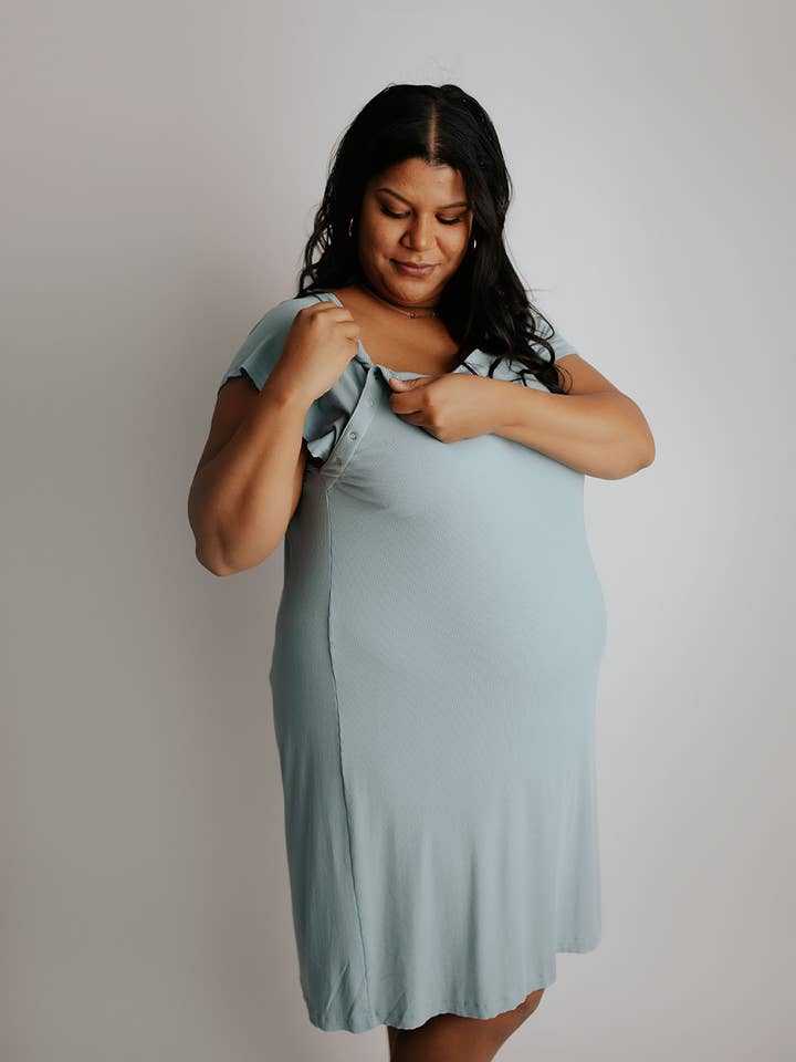Three Little Tots – Großhandel Kleid – Schwangerschafts- & Stillmode – Blue Bird Kleid für Mutterschaft, Geburt und Stillzeit