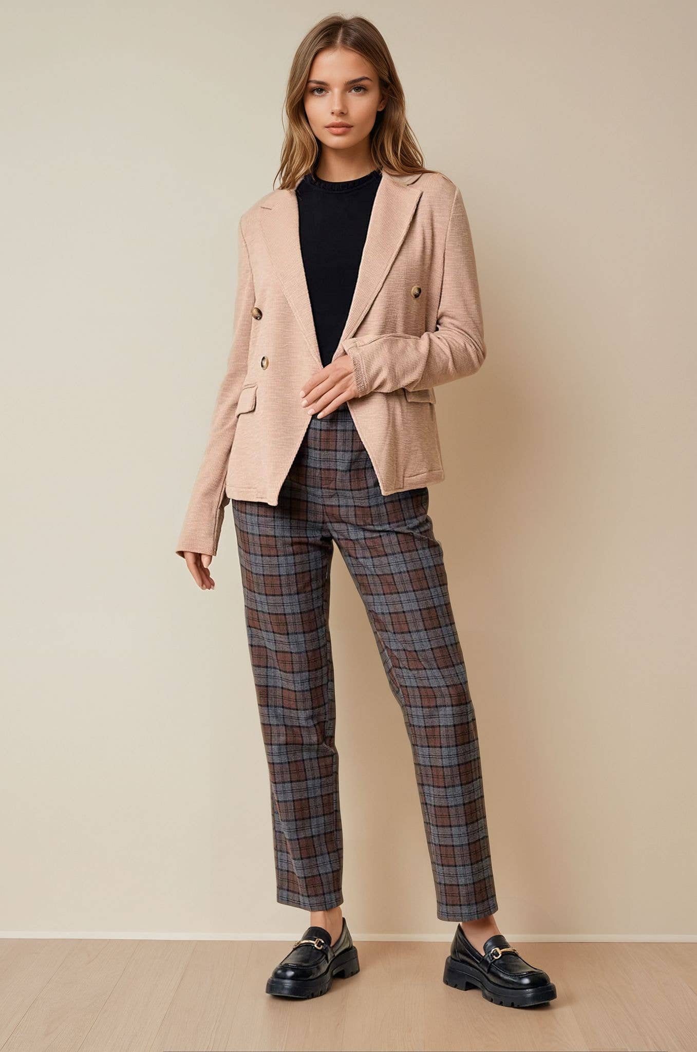 Doe and Rae - Wholesale Blazer - Women's - Double Breast Knit Blazer - 10136J7