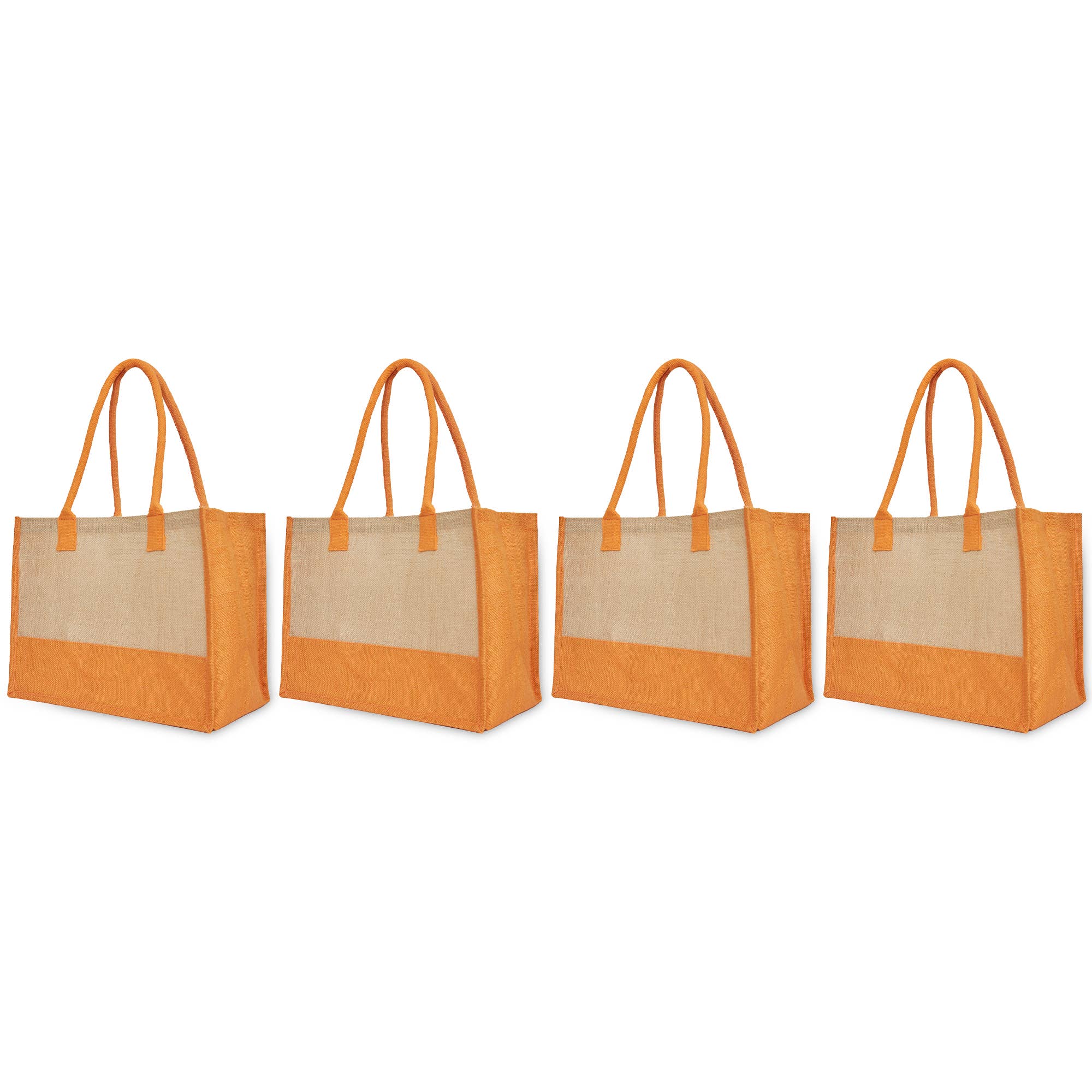 ecojutebags – wholesale Tote bag – Unisex – Pack 4 Jute Shopping Bags– Two-Tone Design with Long Handles21