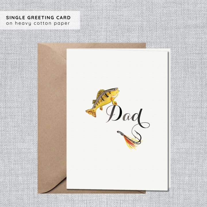 Fars Dagskort til Fiskeri | Fisk Fødselsdagskort til Far Fisker for engroshandel hos Gina Maher | Watercolor
