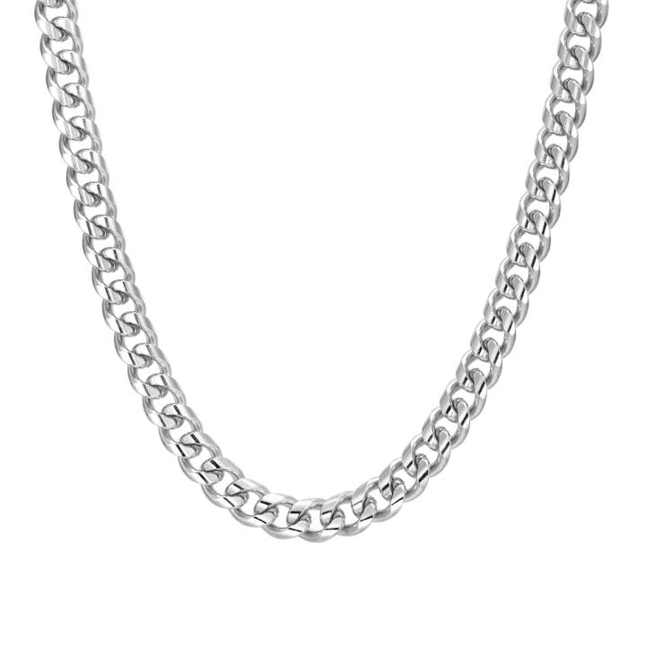 Men's 7mm Silver Cuba Curb Chain Necklace for wholesale by PAXPARIS