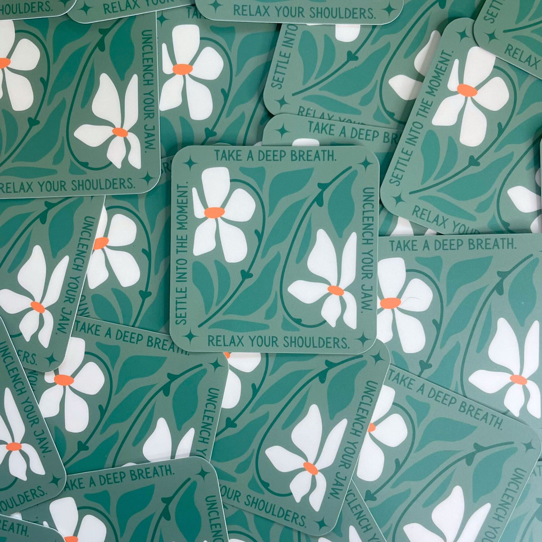 Mindful over Mind Full – Engroshandel Klistermærke – Take a Deep Breath-klistermærke | Mental sundhedsklistermærke | Beroligelse1