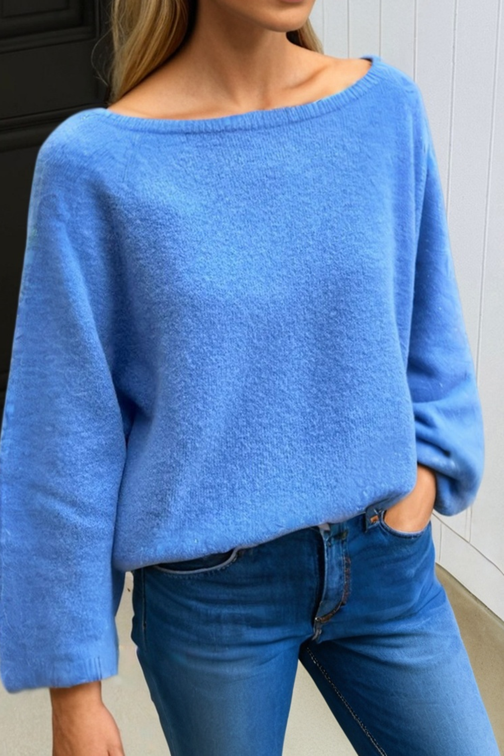 LA Society - Vente Pull en maille – femme - Pull dolman à manches bracelet en maille unie LAS (S-XL)2