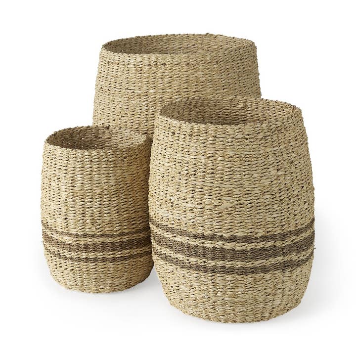 20" Brown And Natural Seagrass Basket for wholesale by HomeRoots